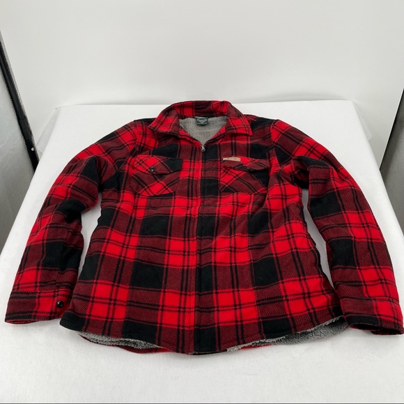 Sherpa Fleece Lined Red Flannel Jacket 